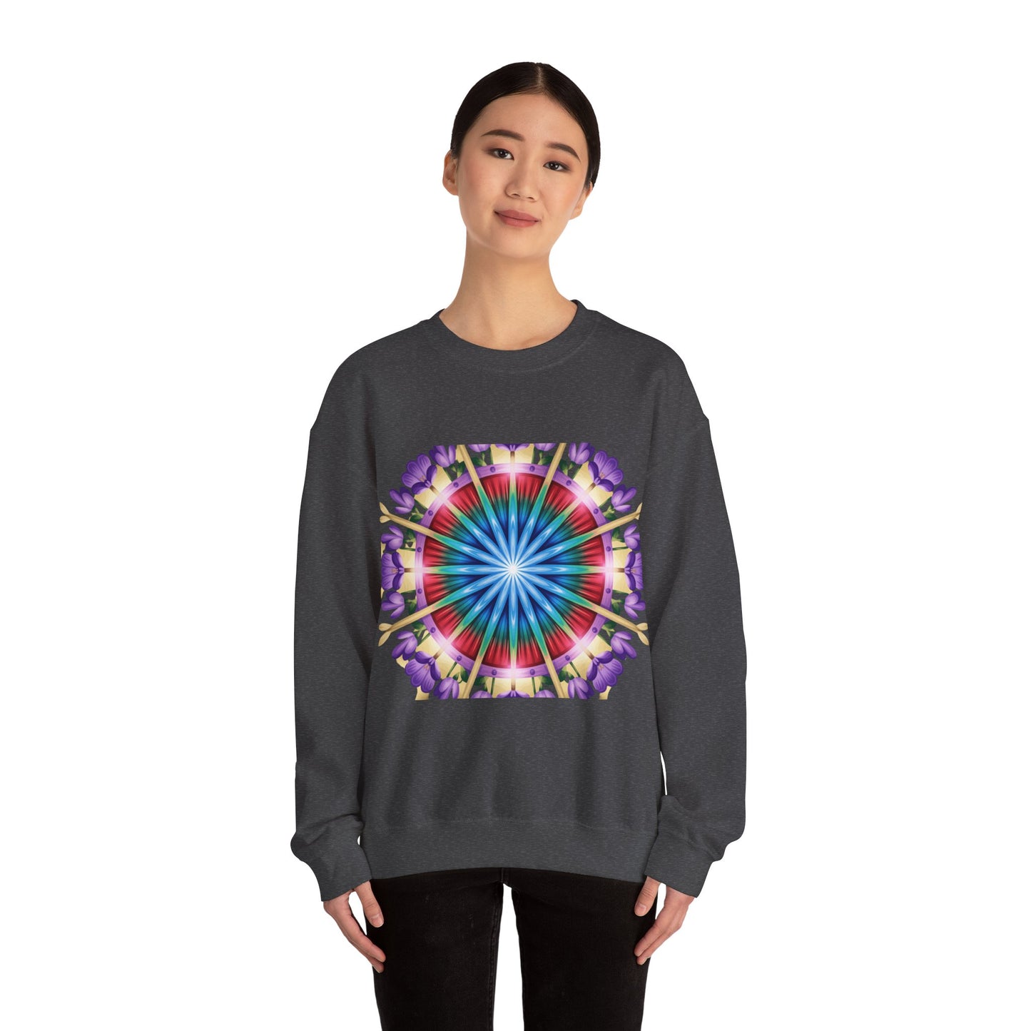 Vibrant Floral Mandala Crewneck Sweatshirt | Cozy Apparel, Stylish Gift, Casual Wear, Everyday Comfort, Botanical Design