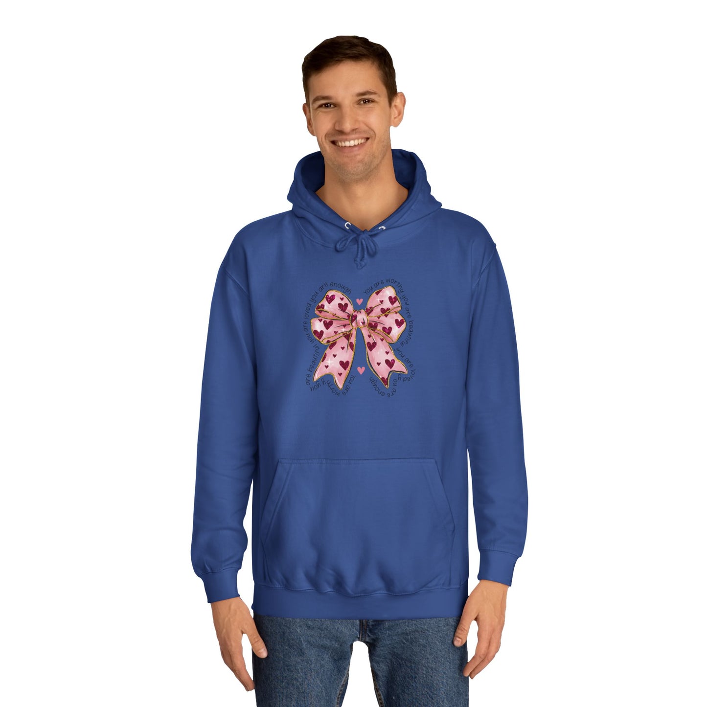 Cute Pink Bow College Hoodie - Stylish & Comfy