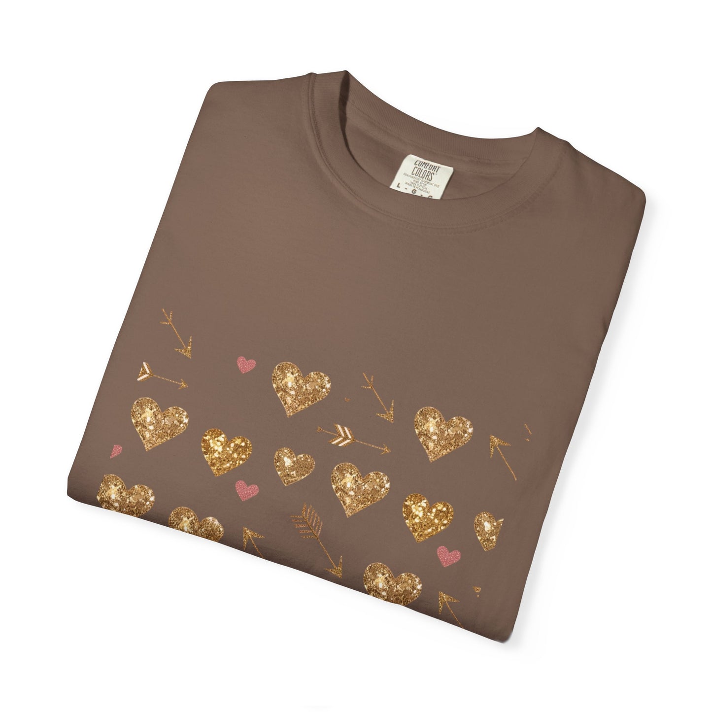 Gold Heart Pattern Women T-Shirt - Perfect for Everyday Love