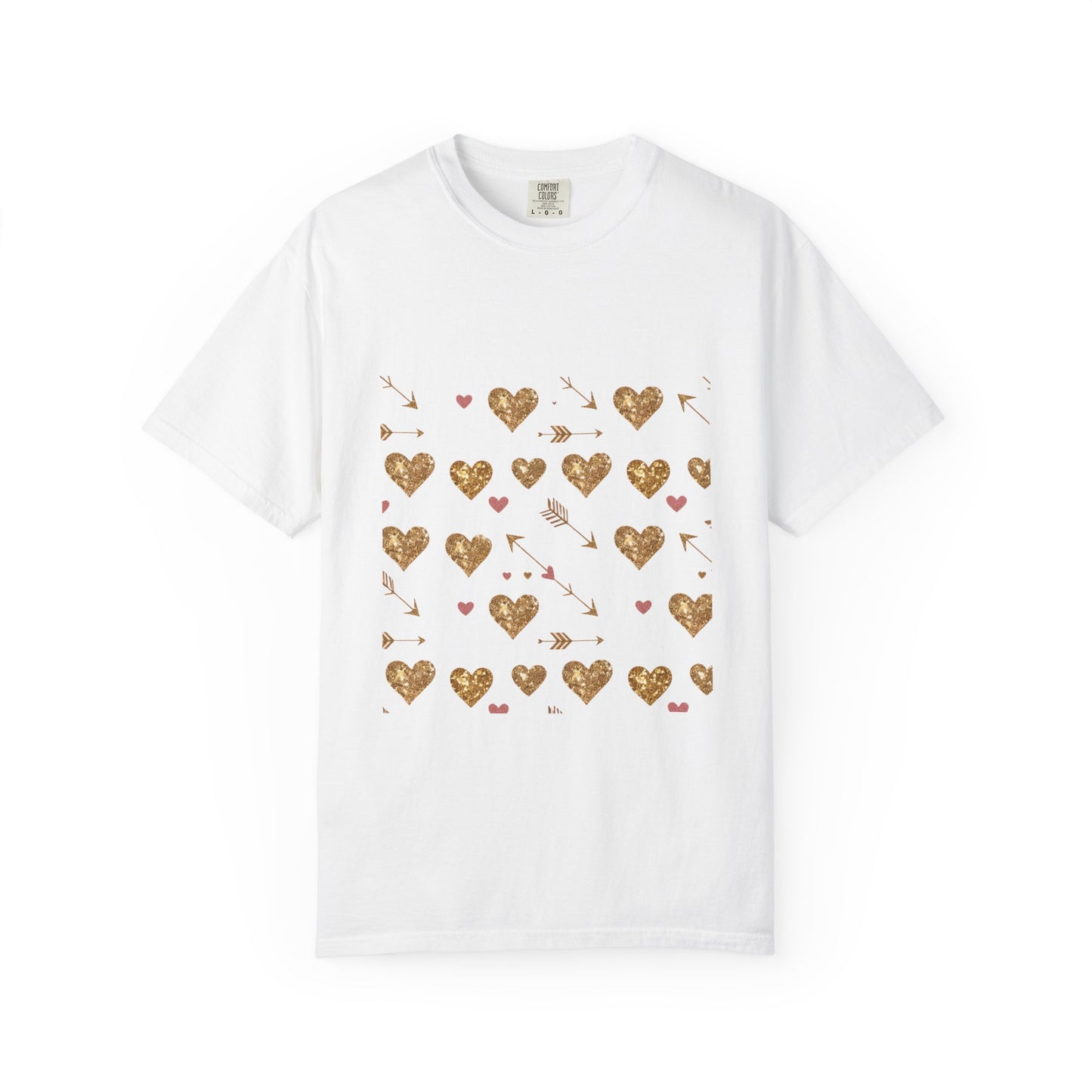 Gold Heart Pattern Women T-Shirt - Perfect for Everyday Love