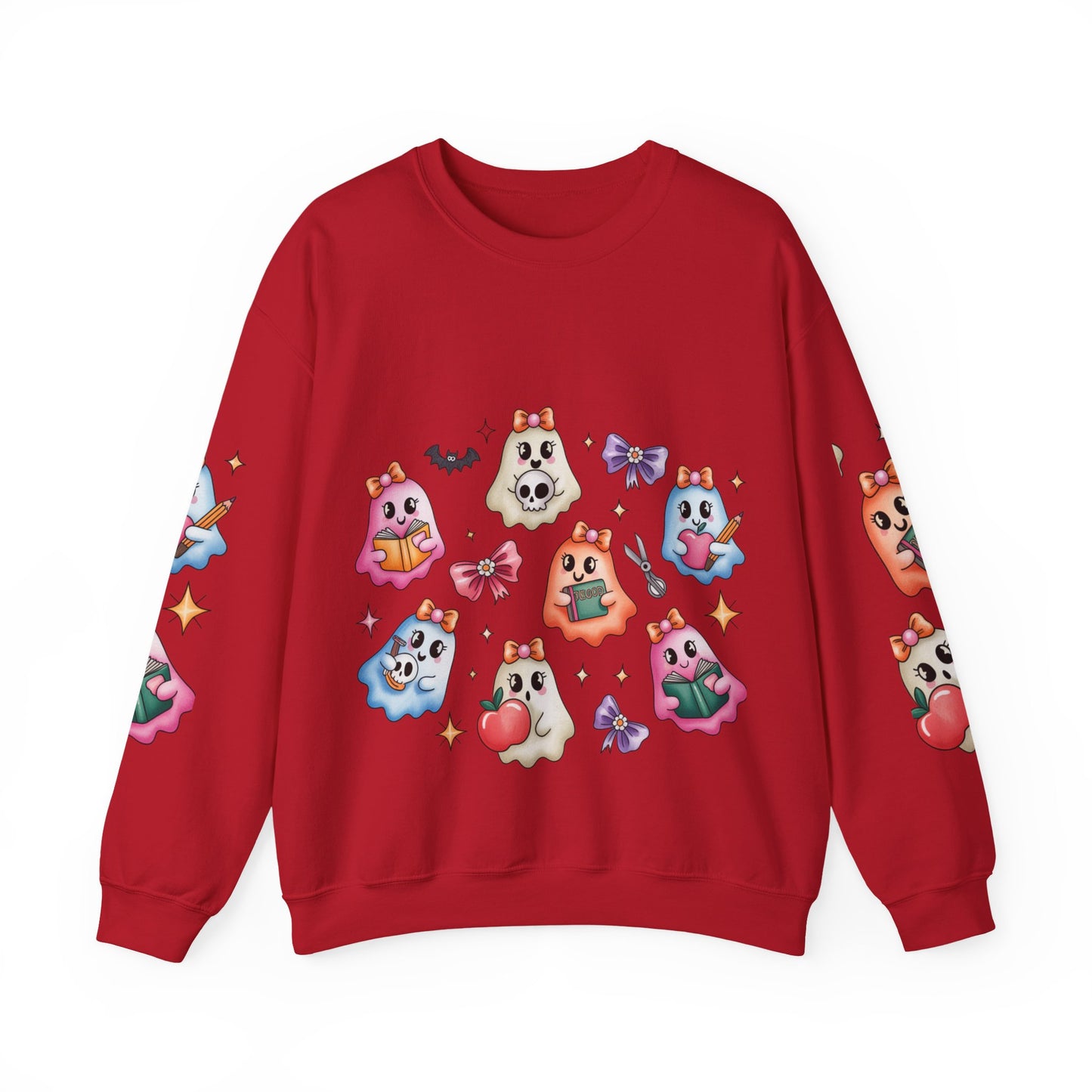Cute Ghosts Women Crewneck Sweatshirt, Cozy Halloween Apparel, Spooky Season Outfit, Gift for Ghost Lovers, Funny Sweatshirt for Fall