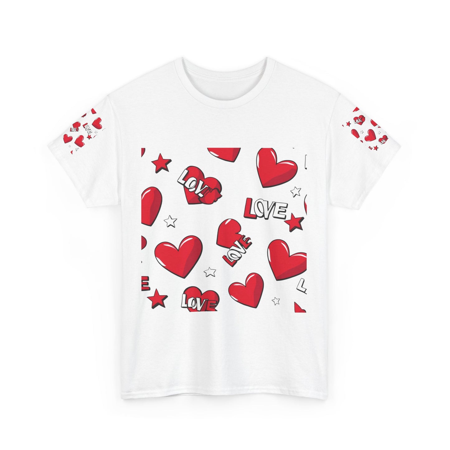 Romantic Love Heart Heavy Cotton Tee - Perfect for Everyday Wear