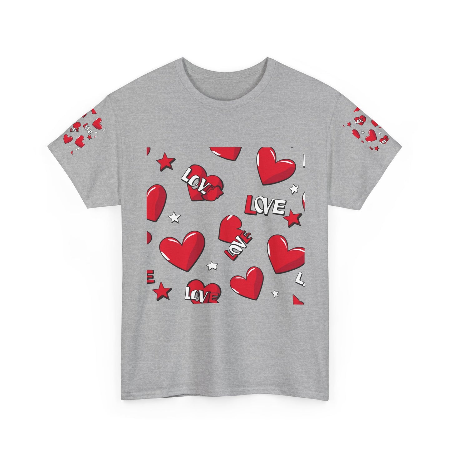 Romantic Love Heart Heavy Cotton Tee - Perfect for Everyday Wear