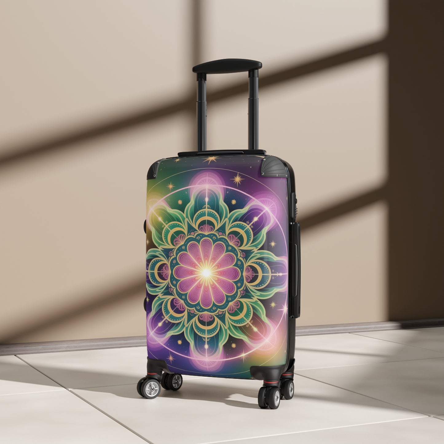 Colorful Mandala Suitcase - Travel Luggage, Bohemian Vacation Case, Unique Baggage, Colorful Travel Accessory, Festival Gear