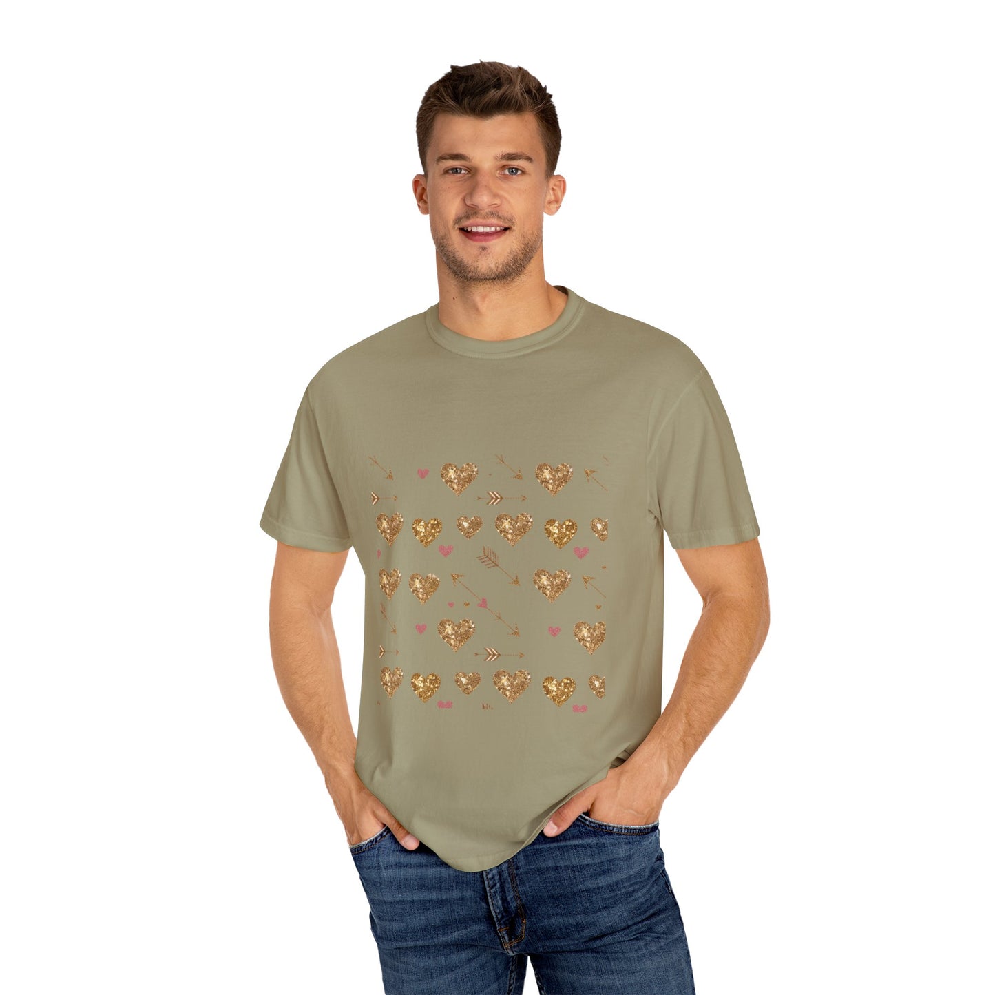 Gold Heart Pattern Women T-Shirt - Perfect for Everyday Love