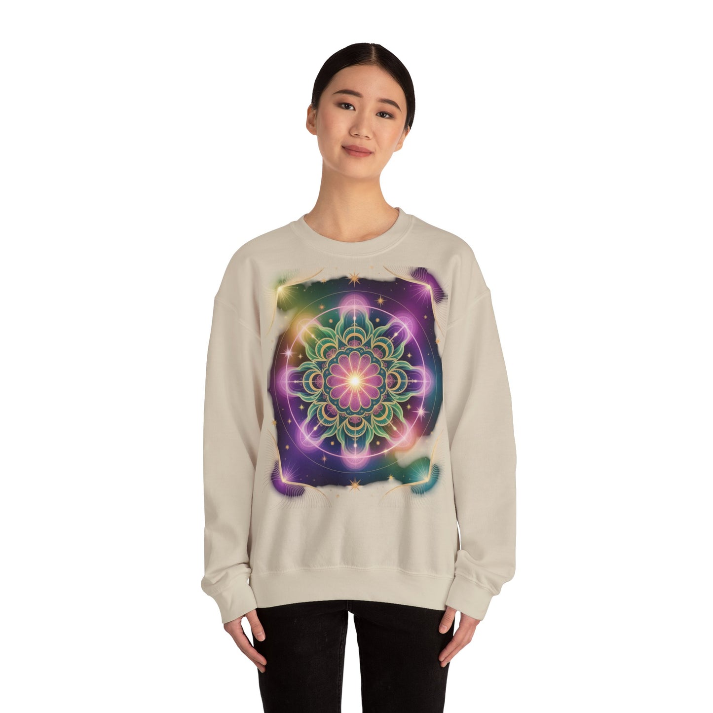 Cosmic Mandala Sweatshirt | Women's Crewneck | Soft Heavy Blend | Ideal for Cozy Nights, Meditation, Festivals, Gifts