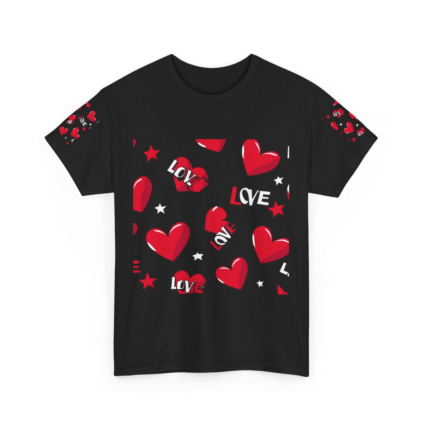 Romantic Love Heart Heavy Cotton Tee - Perfect for Everyday Wear