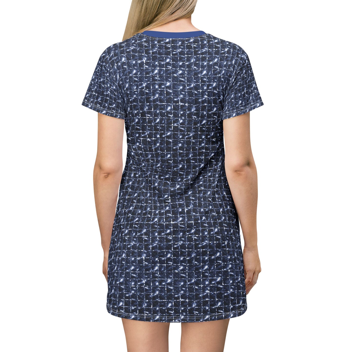 Navy Geometric Print T-Shirt Dress - Casual Comfort for Everyday Wear