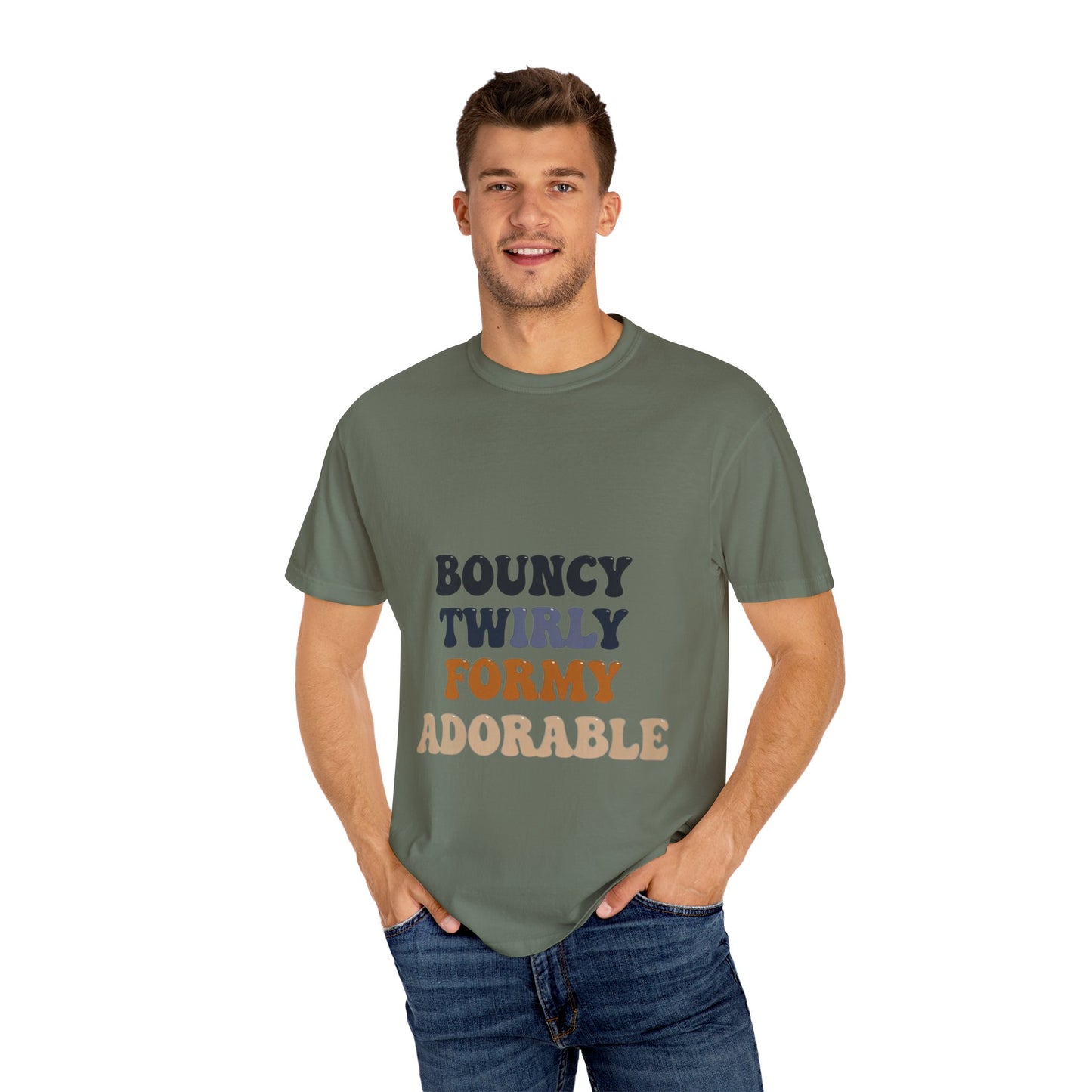 Bouncy Twirly Adorable T-Shirt – Men Garment-Dyed Tee for Fun Lovin' Souls