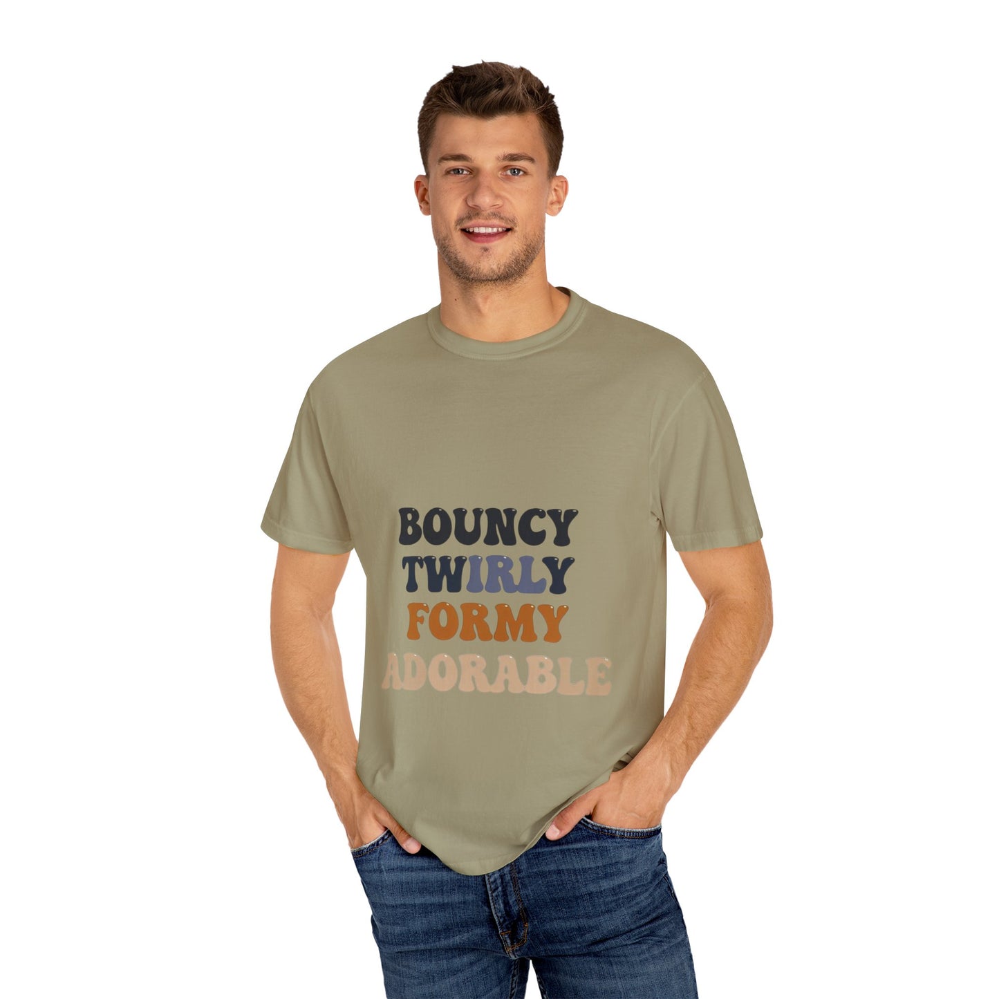 Bouncy Twirly Adorable T-Shirt – Men Garment-Dyed Tee for Fun Lovin' Souls