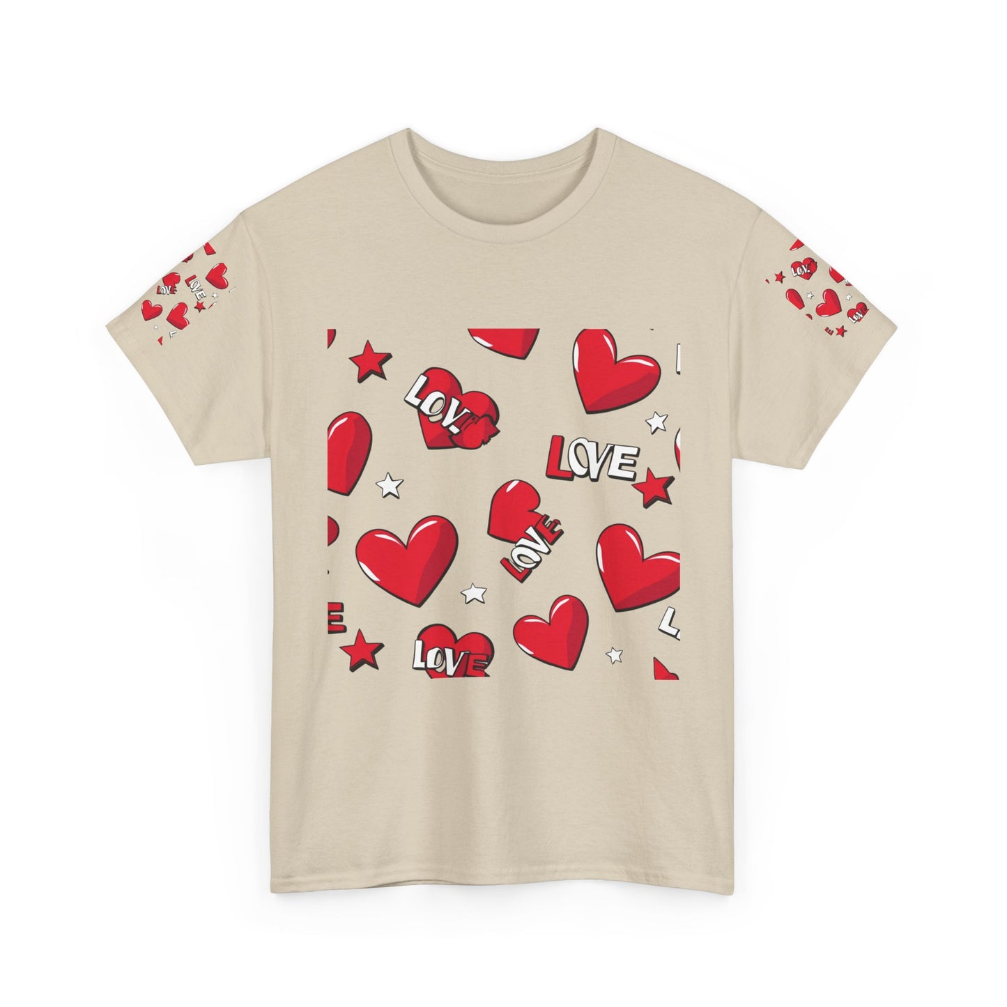 Romantic Love Heart Heavy Cotton Tee - Perfect for Everyday Wear