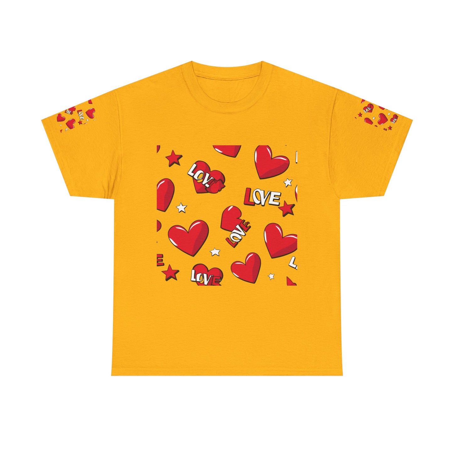 Romantic Love Heart Heavy Cotton Tee - Perfect for Everyday Wear