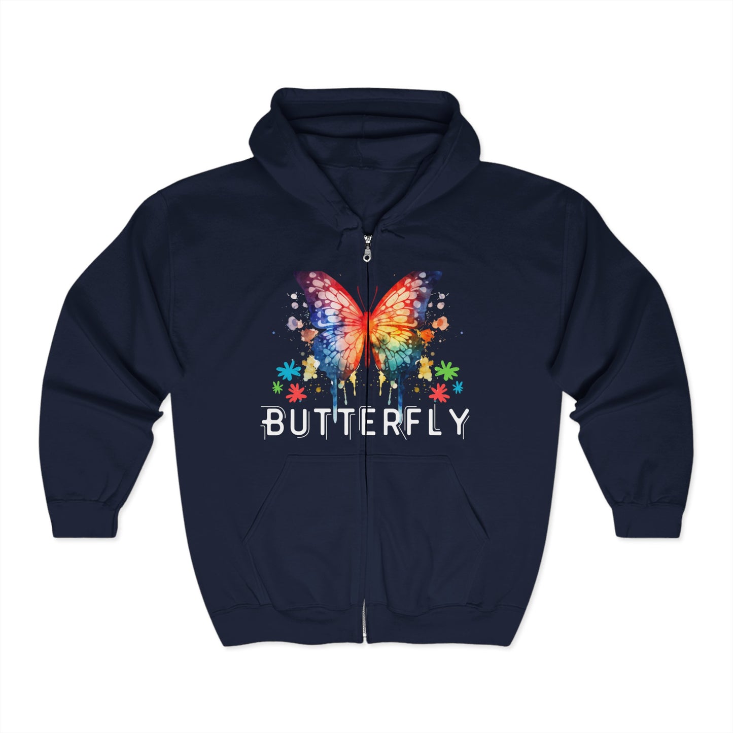 Felpa con cappuccio Butterfly Bliss Full Zip - Colorata e comoda