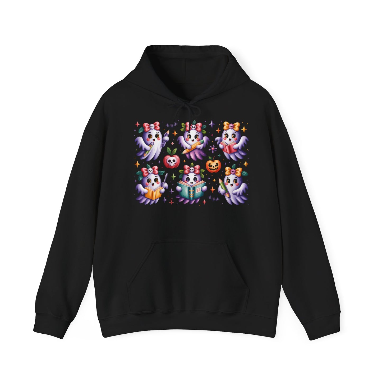 Whimsical Ghosts Halloween Hoodie, Spooky Sweatshirt, Women Cozy Pullover, Halloween Apparel, Pumpkin Decor, Ghostly Fashion