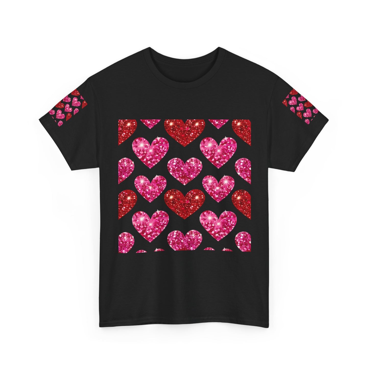 Sparkling Hearts Cotton Tee - Perfect for Valentine's Day & Love Celebrations