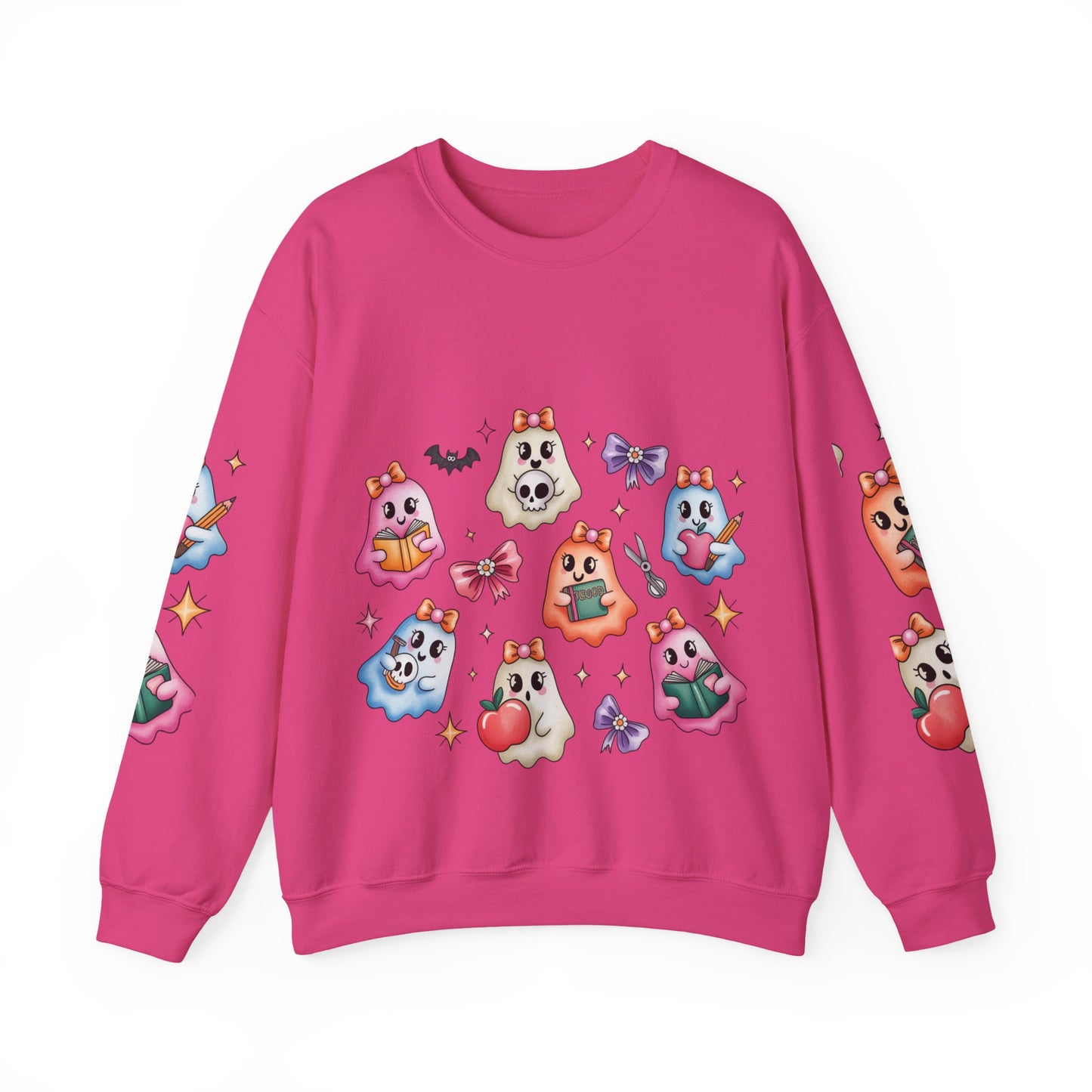 Cute Ghosts Women Crewneck Sweatshirt, Cozy Halloween Apparel, Spooky Season Outfit, Gift for Ghost Lovers, Funny Sweatshirt for Fall