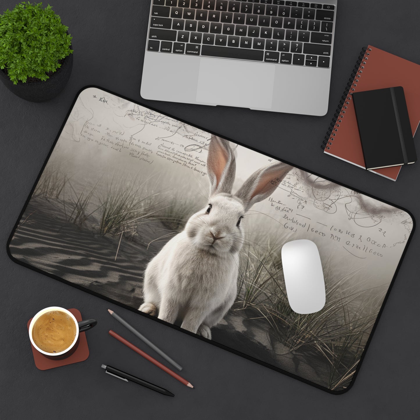 Whimsical Rabbit Desk Mat - Nature-Inspired Desk Accessory for Home or Office