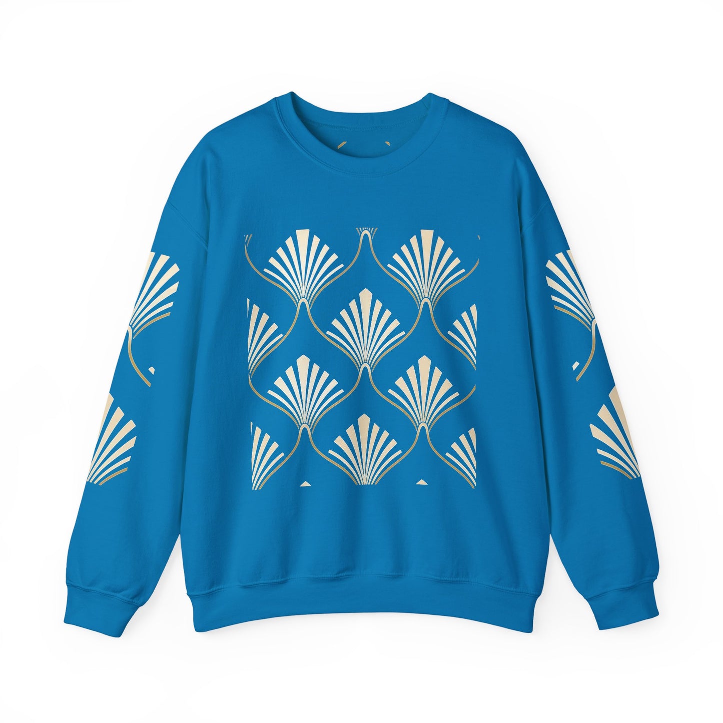 Elegant Gold Fan Pattern Crewneck Sweatshirt