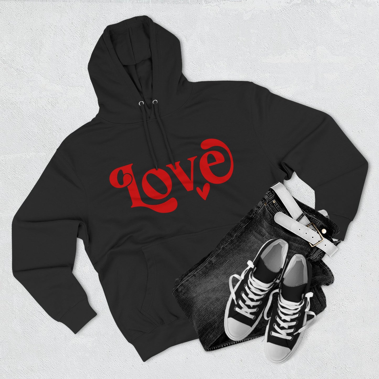Sudadera con capucha de polar de tres paneles con gráfico Love