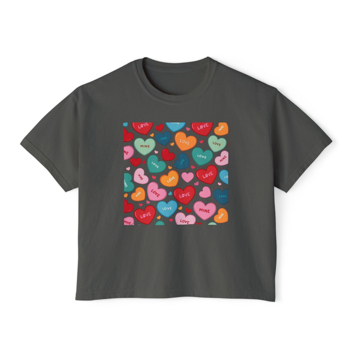 Women's Love Boxy Tee - Heart Print Shirt