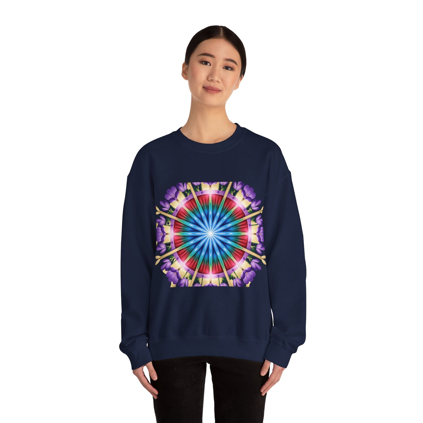 Vibrant Floral Mandala Crewneck Sweatshirt | Cozy Apparel, Stylish Gift, Casual Wear, Everyday Comfort, Botanical Design