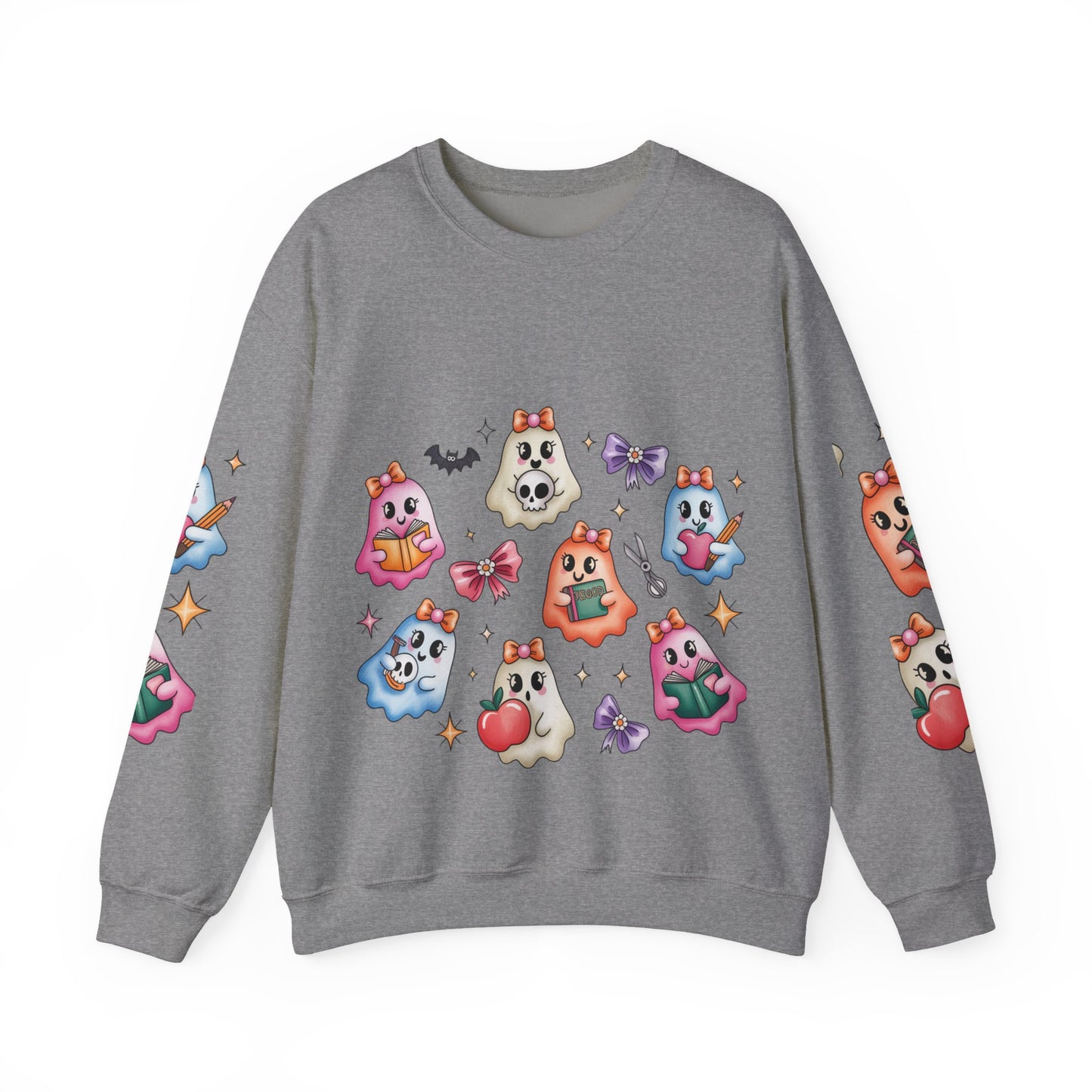 Cute Ghosts Women Crewneck Sweatshirt, Cozy Halloween Apparel, Spooky Season Outfit, Gift for Ghost Lovers, Funny Sweatshirt for Fall