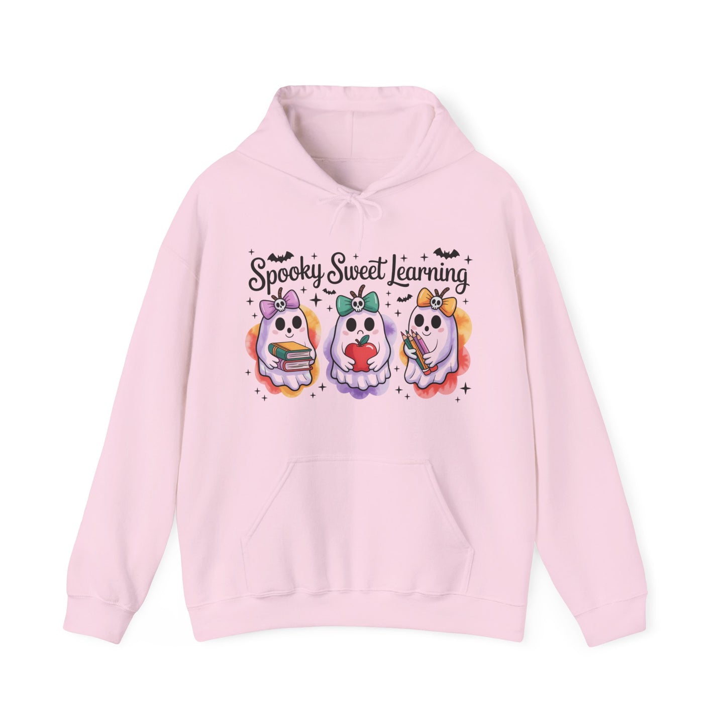 Spooky Sweet Learning Hoodie, Halloween Sweatshirt, Cute Ghost Design, Unisex Pullover, Cozy Gift for Teachers, Fun Spooky Season Apparel
