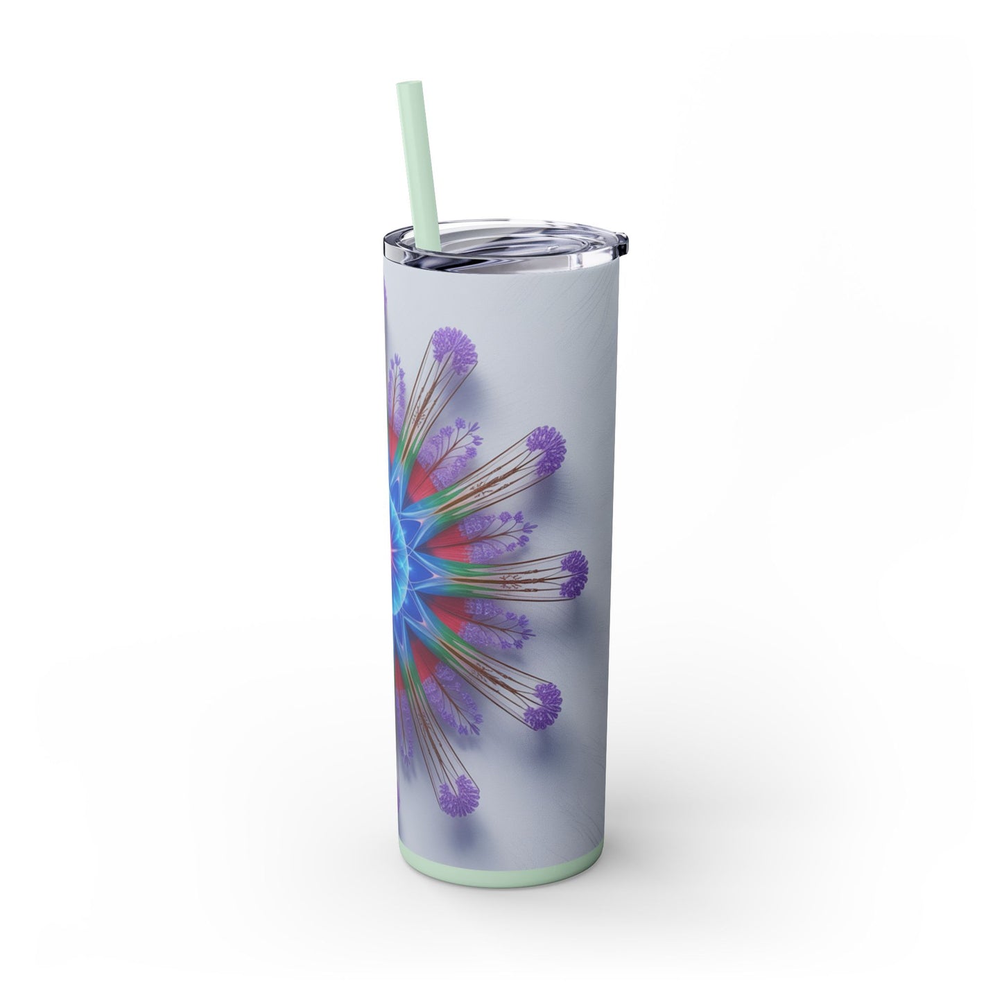 Vibrant Floral Skinny Tumbler with Straw, Flower Pattern Drink Cup, Eco-Friendly Travel Mug, Perfect for Summer Parties, Gifts for Her
