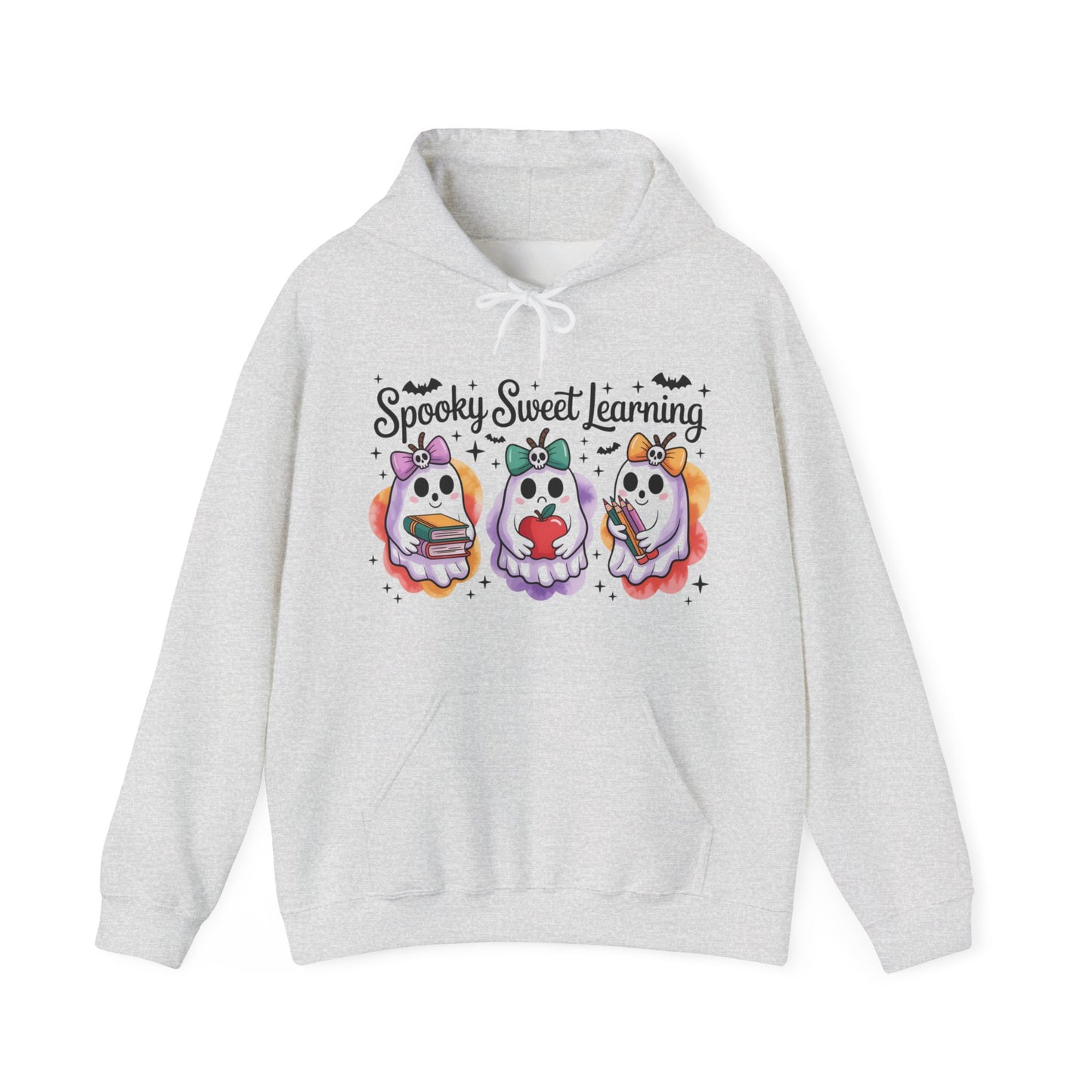 Spooky Sweet Learning Hoodie, Halloween Sweatshirt, Cute Ghost Design, Unisex Pullover, Cozy Gift for Teachers, Fun Spooky Season Apparel