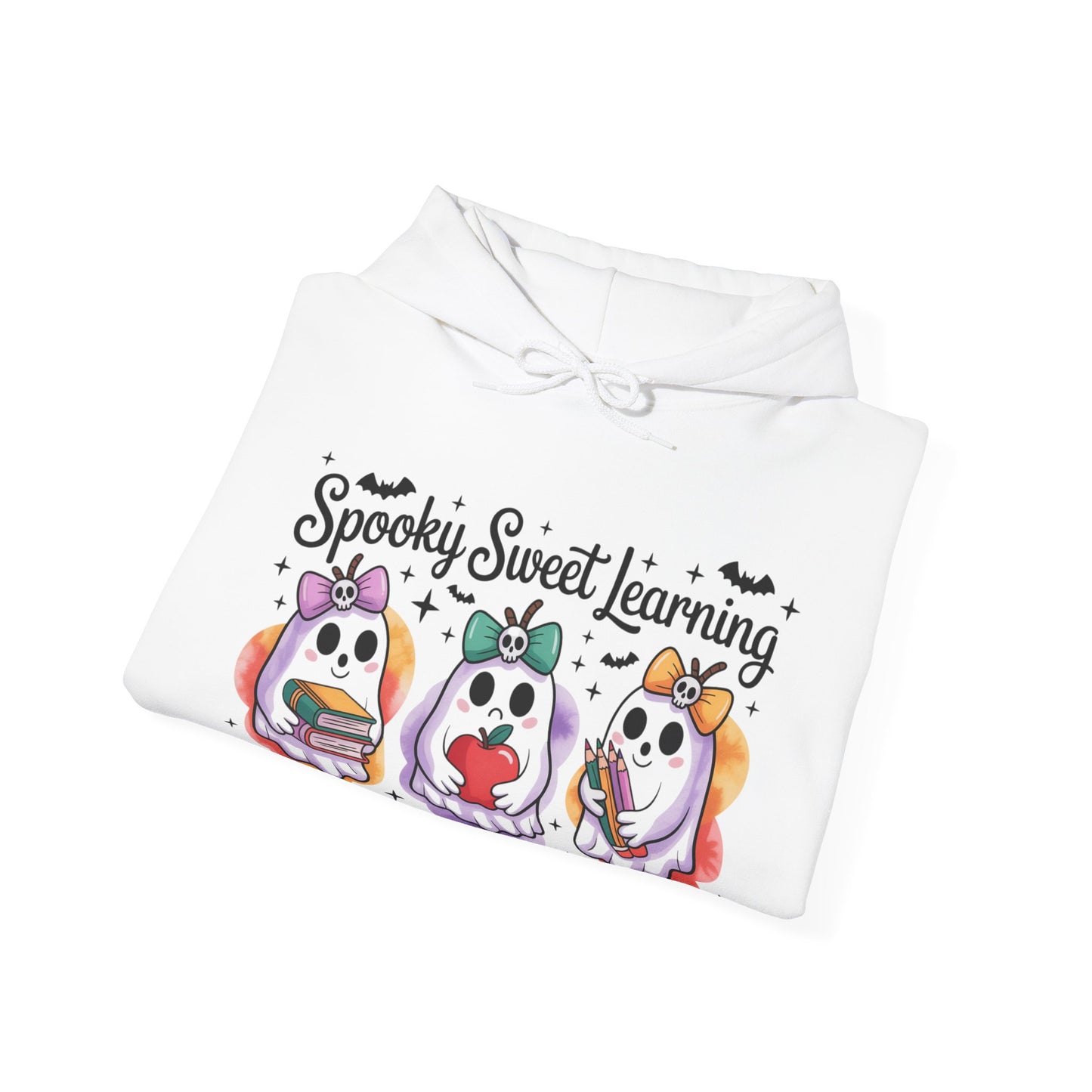 Spooky Sweet Learning Hoodie, Halloween Sweatshirt, Cute Ghost Design, Unisex Pullover, Cozy Gift for Teachers, Fun Spooky Season Apparel