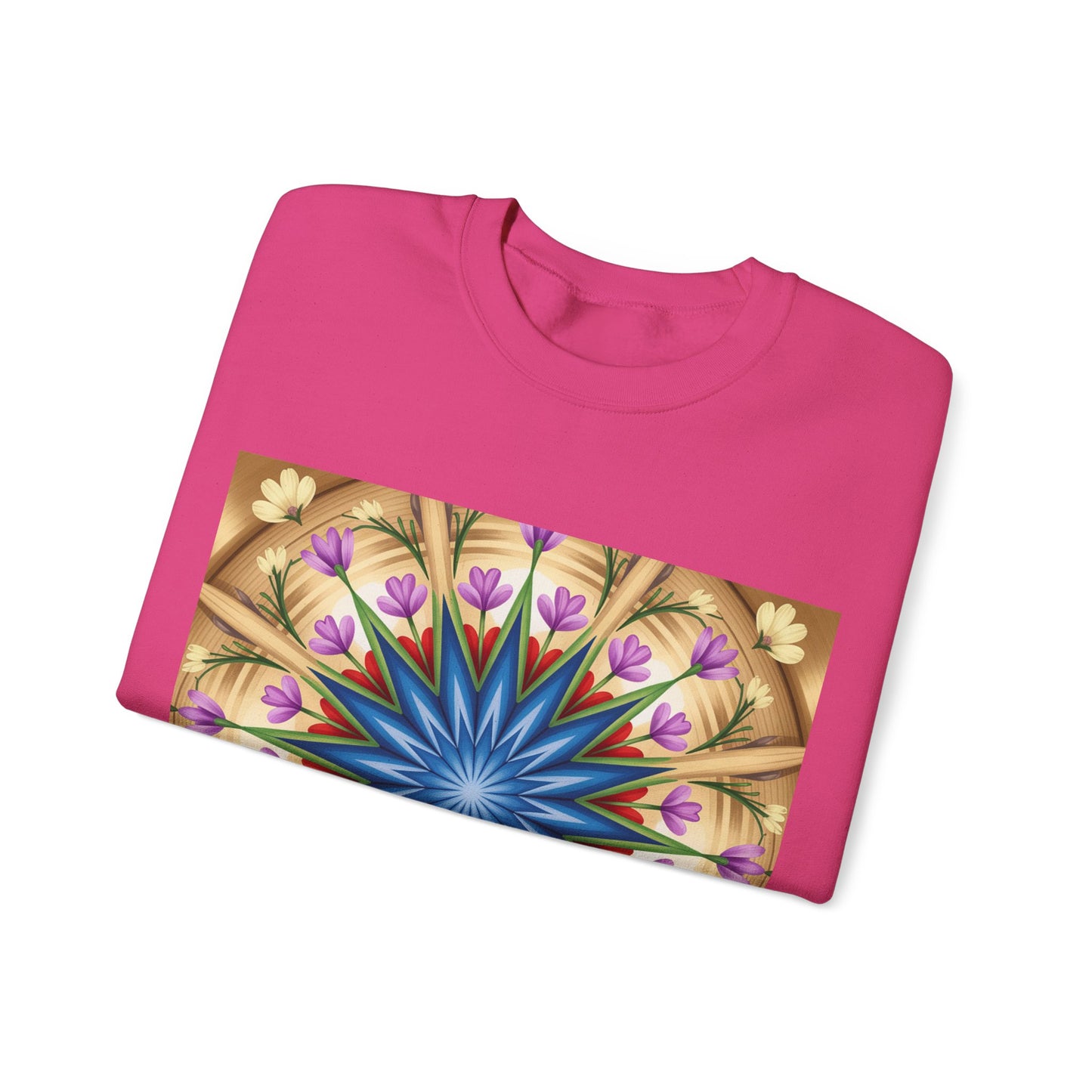 Kaleidoscope Floral Crewneck Sweatshirt, Cozy Sweater for Casual Style, Spring Fashion, Gift for Her, Mandala Art