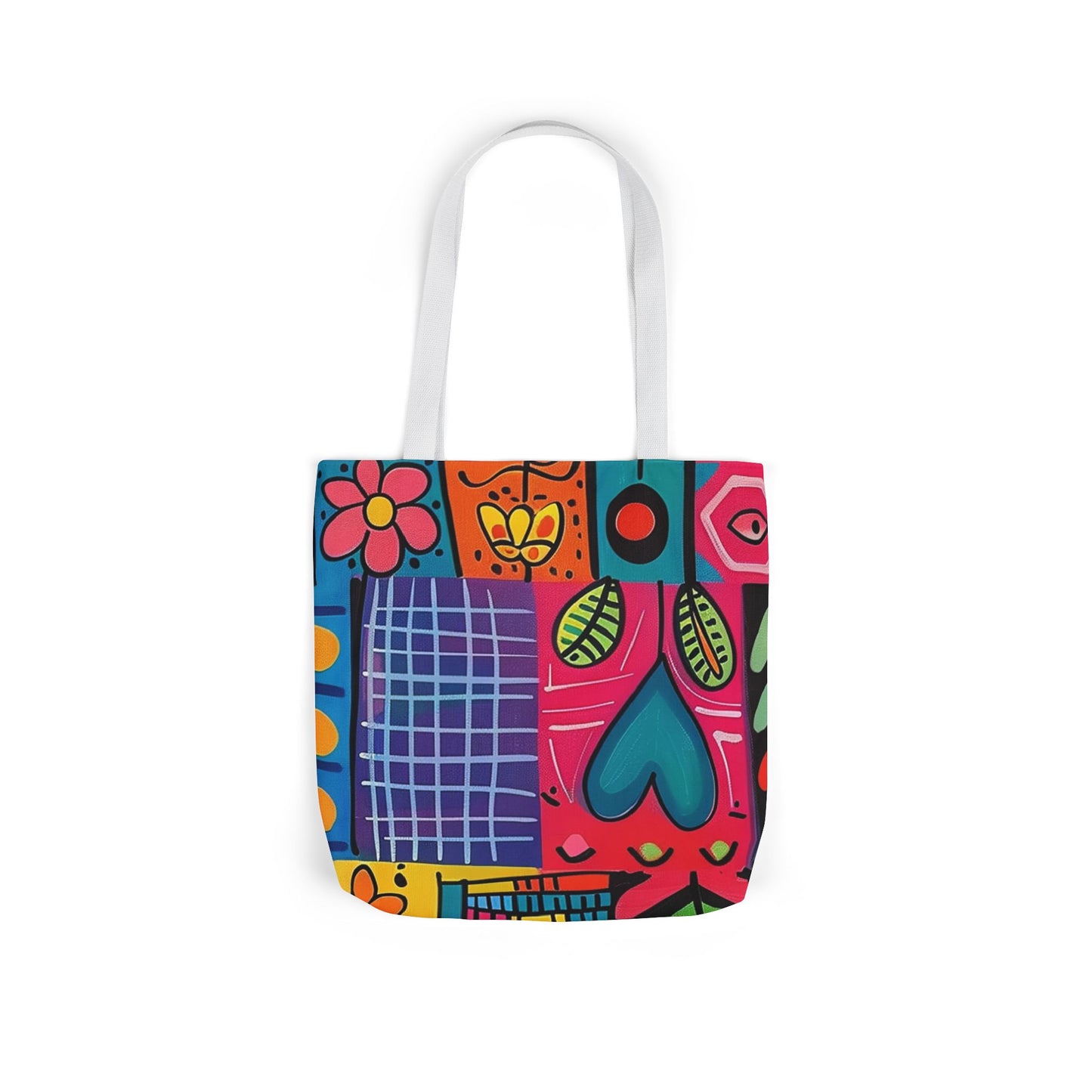 Colorful Canvas Tote Bag with 5-Color Straps - Perfect for Spring & Summer Outings
