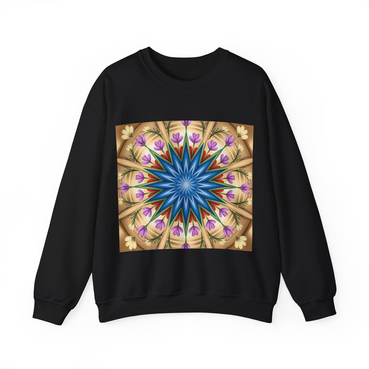 Kaleidoscope Floral Crewneck Sweatshirt, Cozy Sweater for Casual Style, Spring Fashion, Gift for Her, Mandala Art