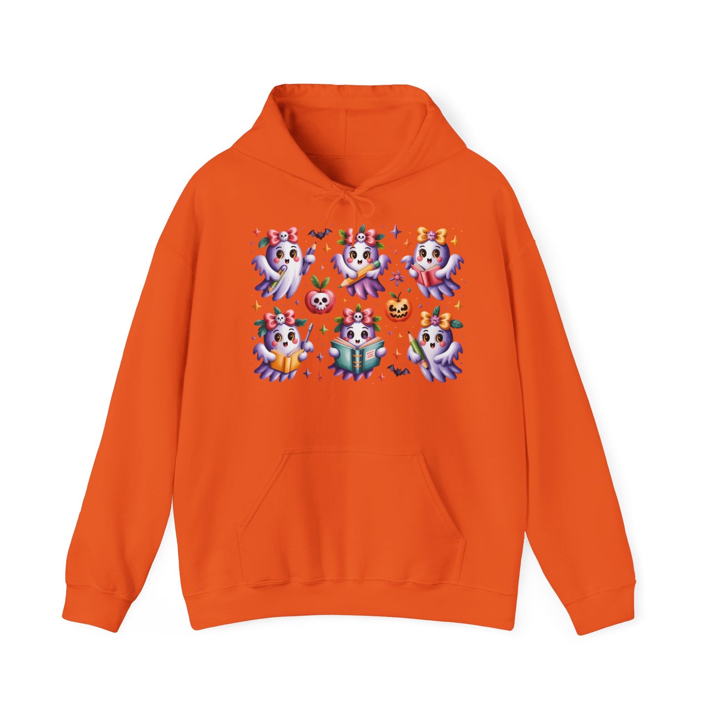 Whimsical Ghosts Halloween Hoodie, Spooky Sweatshirt, Women Cozy Pullover, Halloween Apparel, Pumpkin Decor, Ghostly Fashion