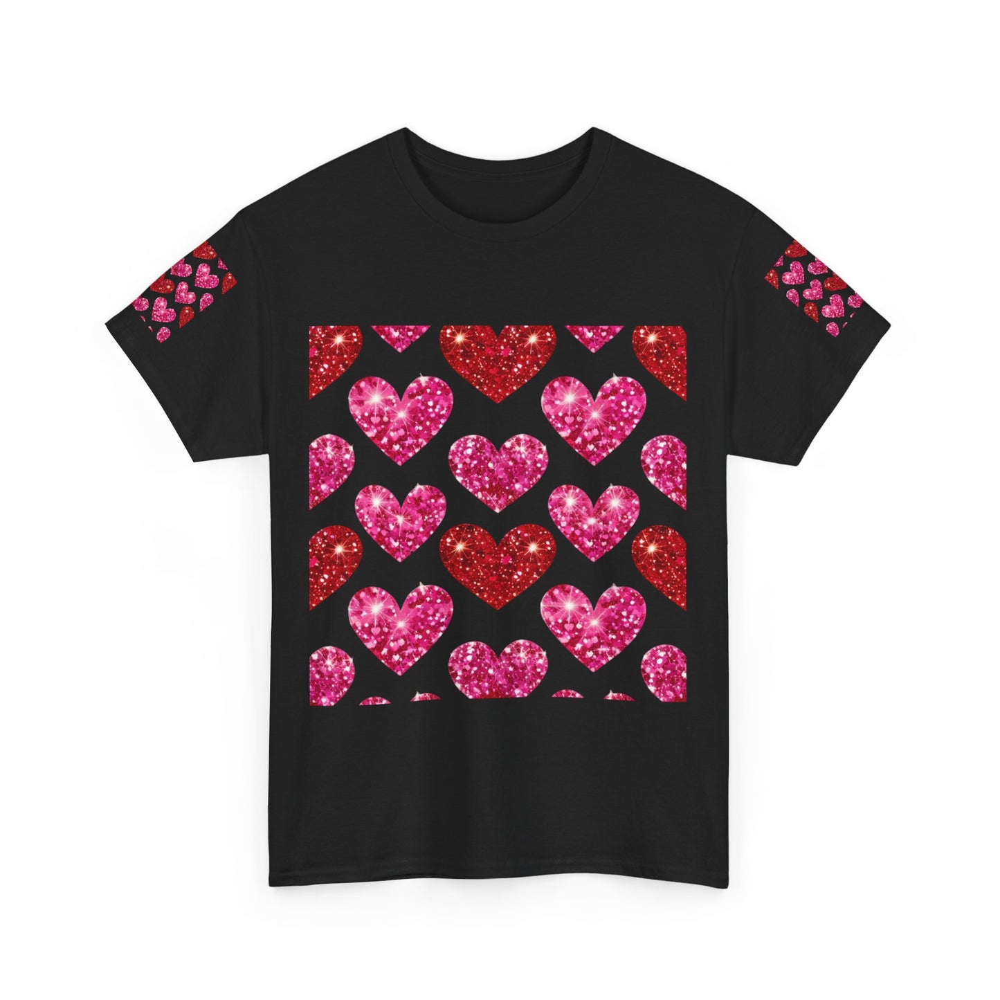 Sparkling Hearts Cotton Tee - Perfect for Valentine's Day & Love Celebrations