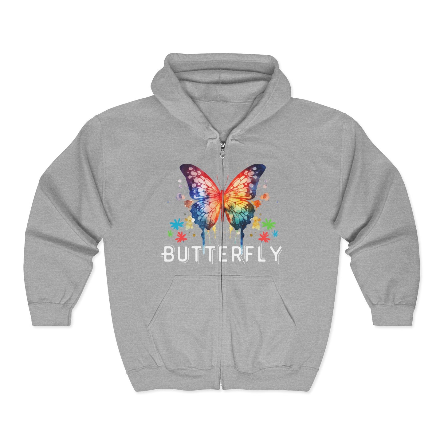 Butterfly Bliss Full Zip Hoodie - Colorful & Comfortable