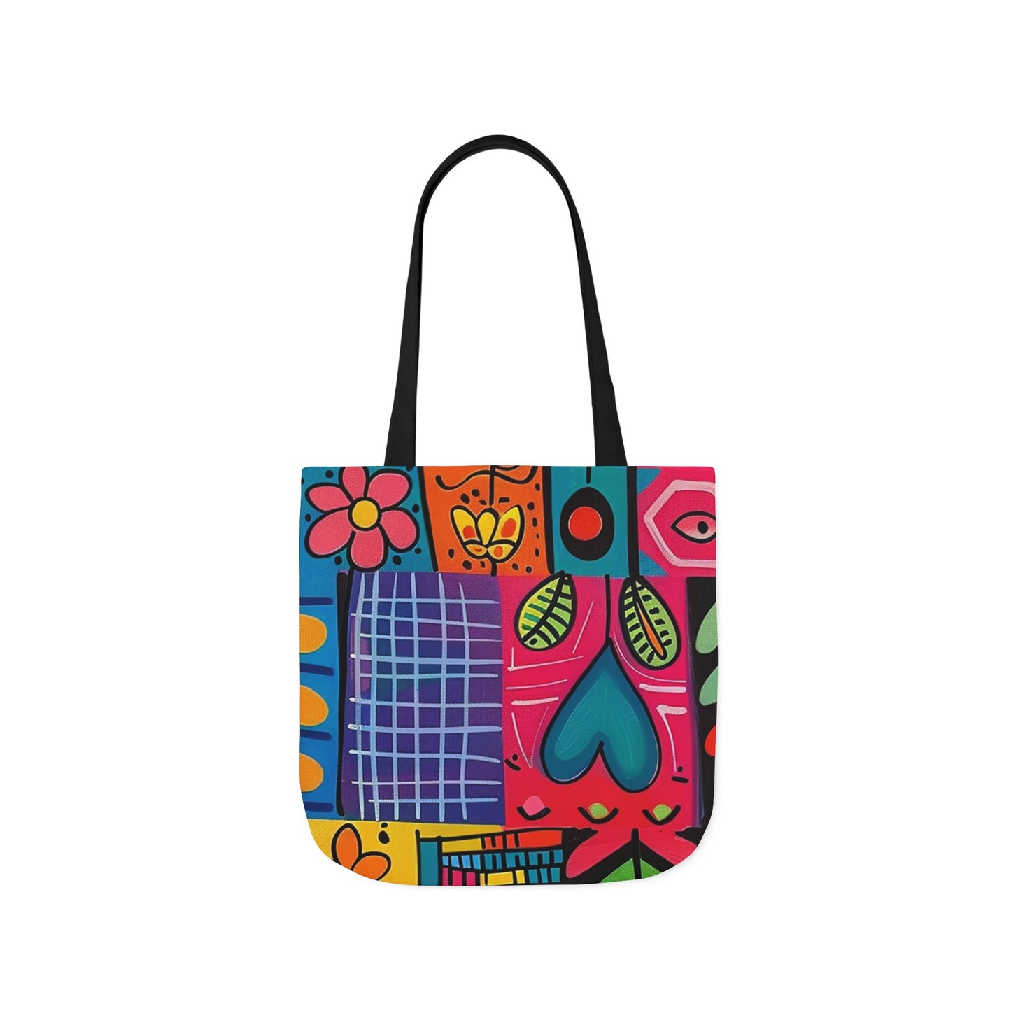 Colorful Canvas Tote Bag with 5-Color Straps - Perfect for Spring & Summer Outings