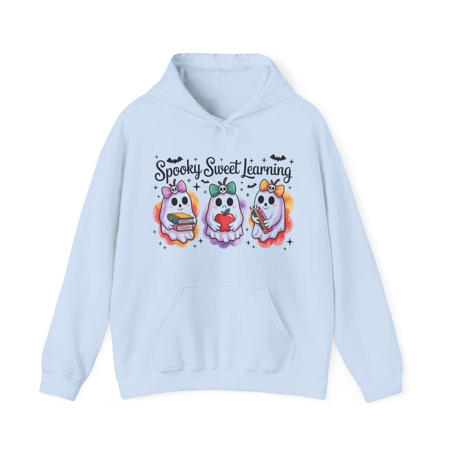 Spooky Sweet Learning Hoodie, Halloween Sweatshirt, Cute Ghost Design, Unisex Pullover, Cozy Gift for Teachers, Fun Spooky Season Apparel