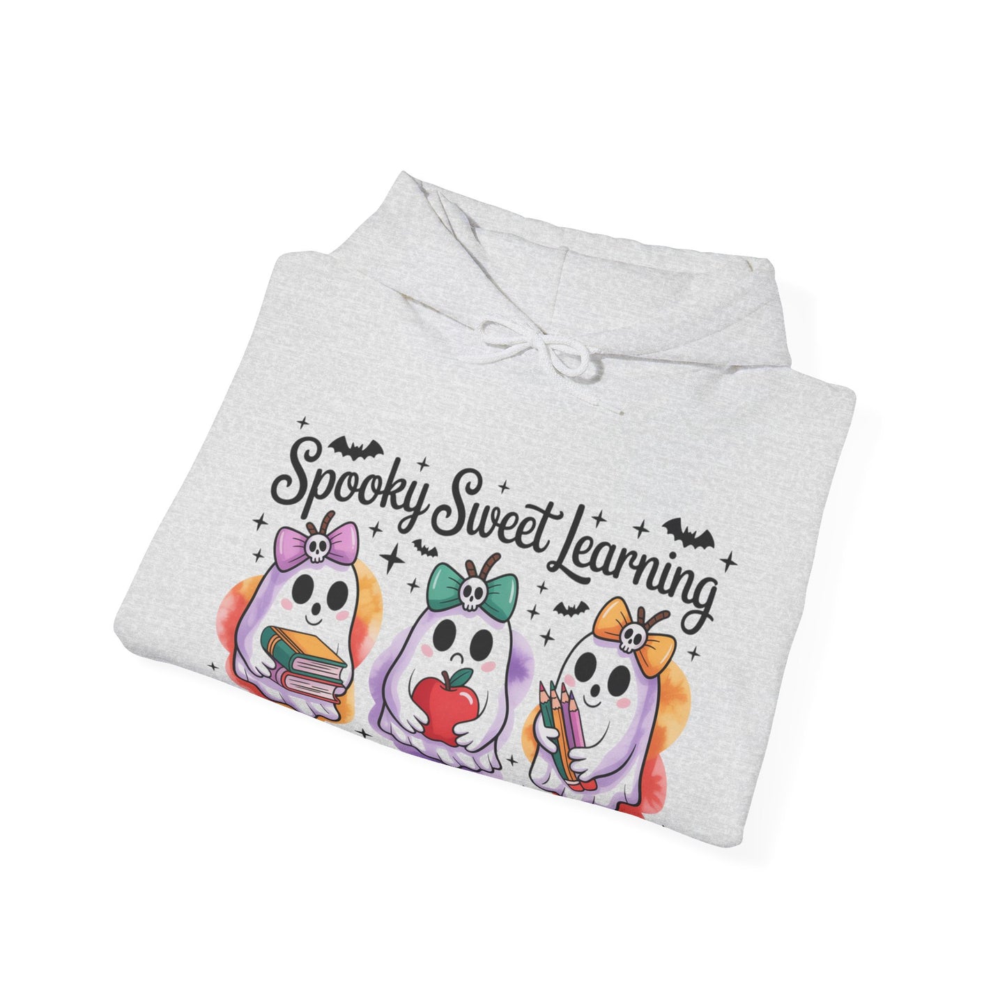 Spooky Sweet Learning Hoodie, Halloween Sweatshirt, Cute Ghost Design, Unisex Pullover, Cozy Gift for Teachers, Fun Spooky Season Apparel