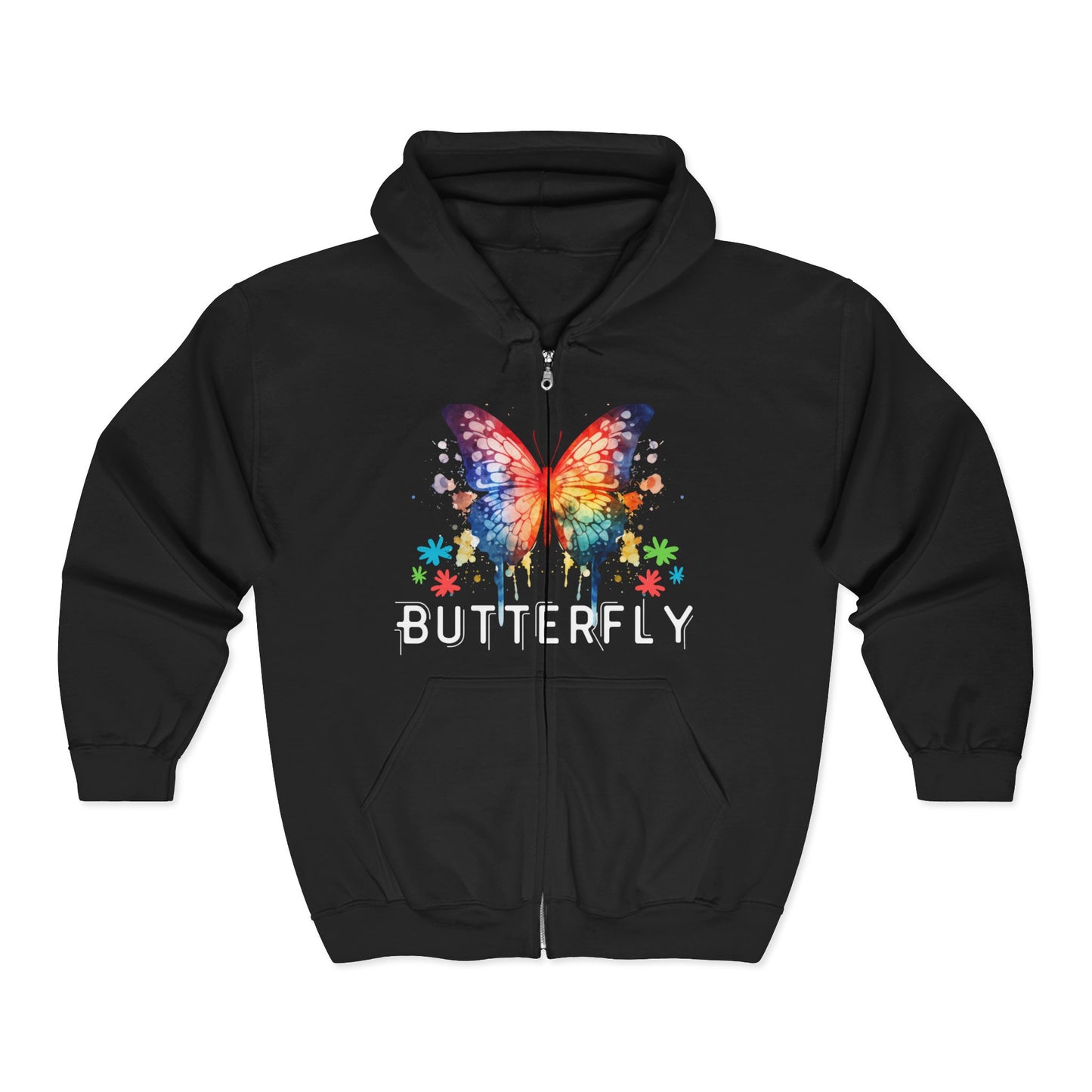 Butterfly Bliss Full Zip Hoodie - Colorful & Comfortable