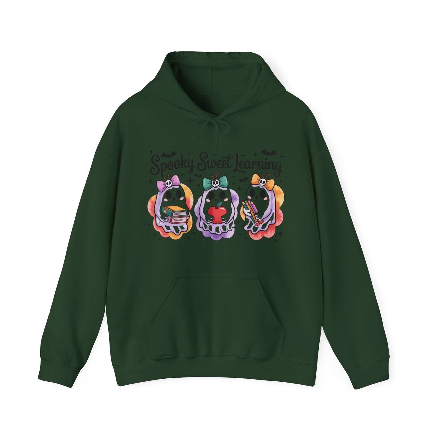 Spooky Sweet Learning Hoodie, Halloween Sweatshirt, Cute Ghost Design, Unisex Pullover, Cozy Gift for Teachers, Fun Spooky Season Apparel