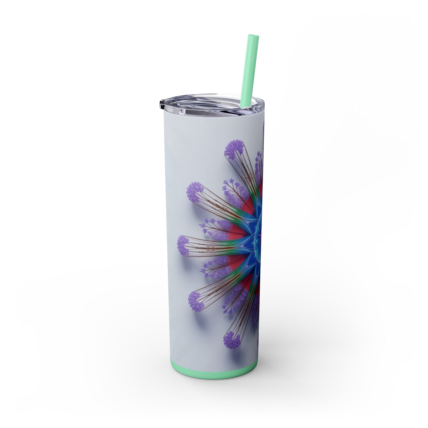 Vibrant Floral Skinny Tumbler with Straw, Flower Pattern Drink Cup, Eco-Friendly Travel Mug, Perfect for Summer Parties, Gifts for Her