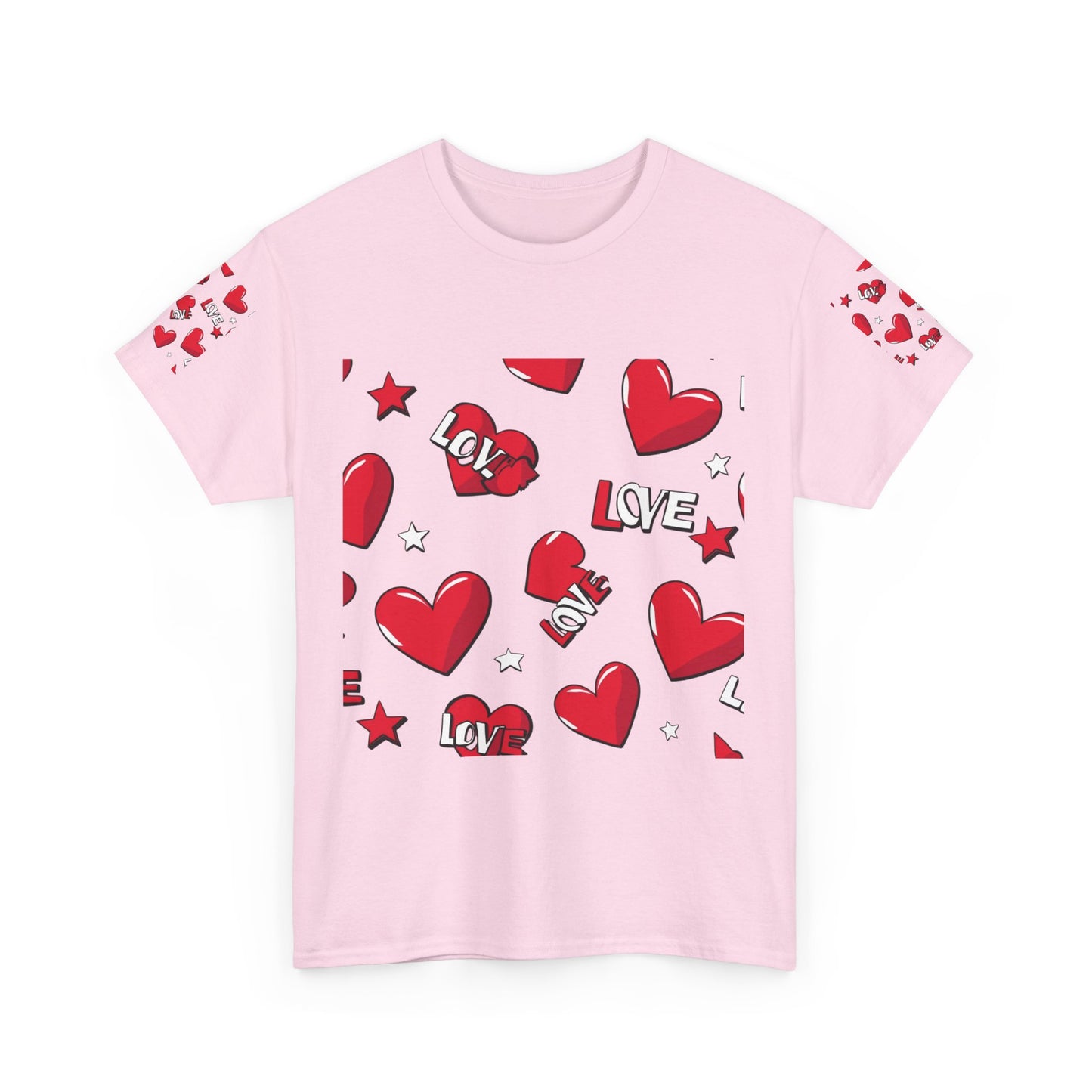 Romantic Love Heart Heavy Cotton Tee - Perfect for Everyday Wear