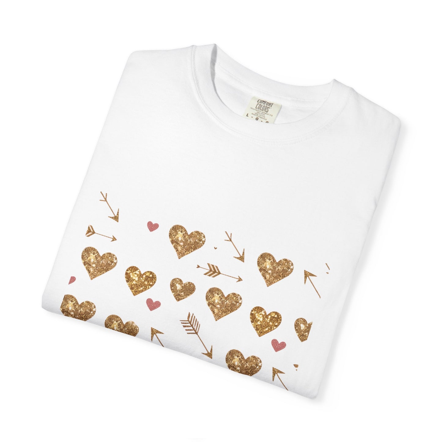 Camiseta de mujer con estampado de corazón dorado: perfecta para el amor cotidiano 