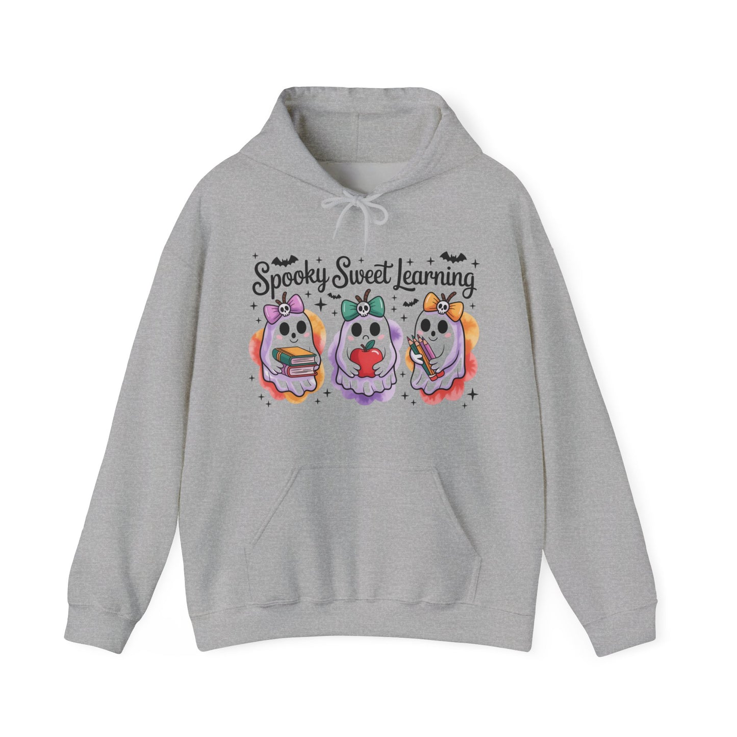Spooky Sweet Learning Hoodie, Halloween Sweatshirt, Cute Ghost Design, Unisex Pullover, Cozy Gift for Teachers, Fun Spooky Season Apparel