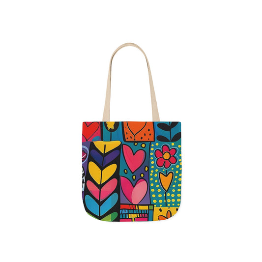 Colorful Canvas Tote Bag with 5-Color Straps - Perfect for Spring & Summer Outings