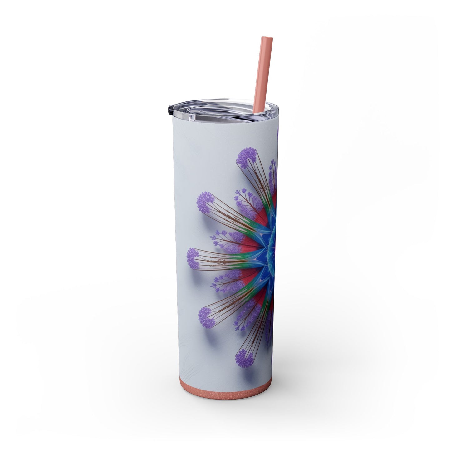 Vibrant Floral Skinny Tumbler with Straw, Flower Pattern Drink Cup, Eco-Friendly Travel Mug, Perfect for Summer Parties, Gifts for Her