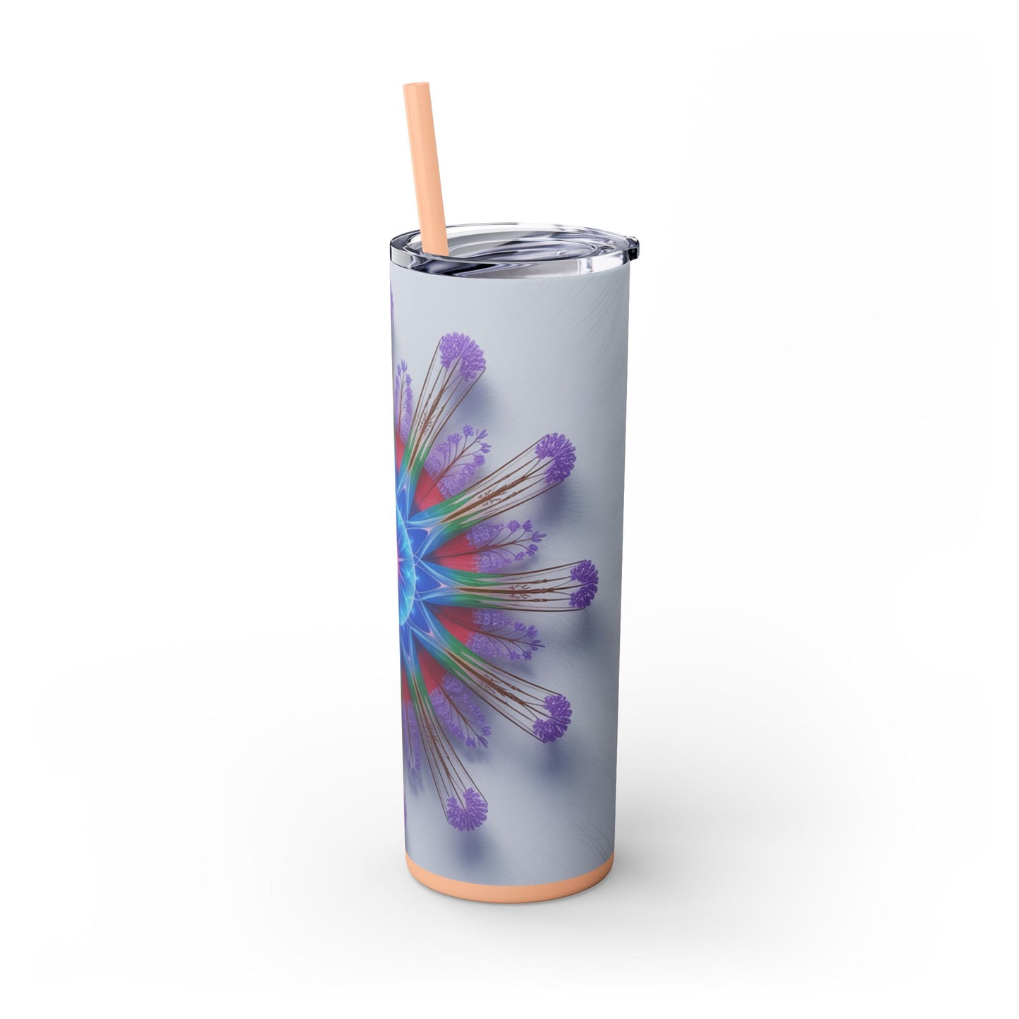 Vibrant Floral Skinny Tumbler with Straw, Flower Pattern Drink Cup, Eco-Friendly Travel Mug, Perfect for Summer Parties, Gifts for Her