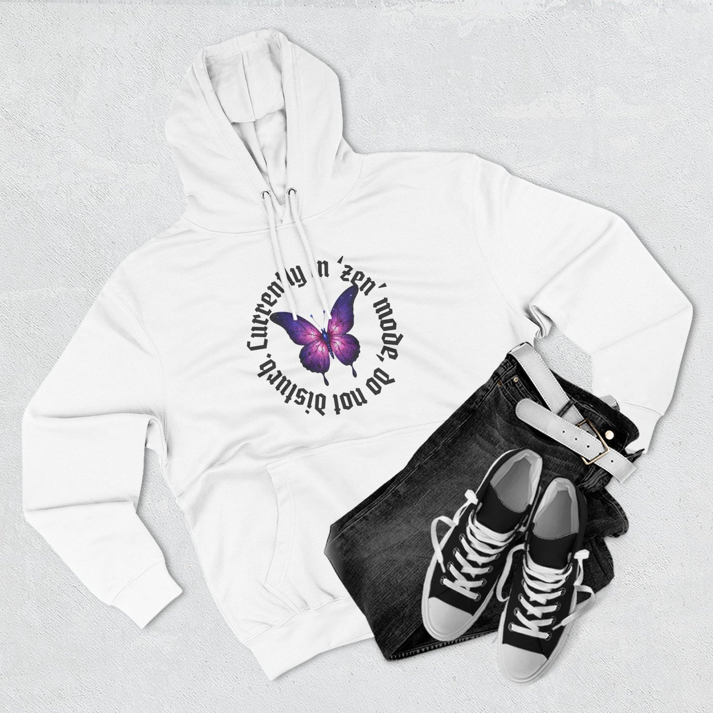 Butterfly Quote Fleece Hoodie - 'Currently in Gear'