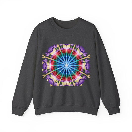 Vibrant Floral Mandala Crewneck Sweatshirt | Cozy Apparel, Stylish Gift, Casual Wear, Everyday Comfort, Botanical Design